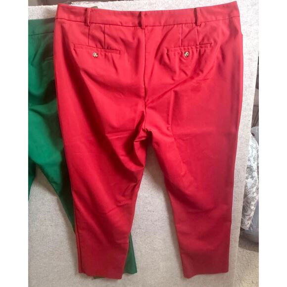 2 Pair Eloquii Flat Front Dress Pants Size 24L Long Plus Red Green Work Holiday - Picture 8 of 13